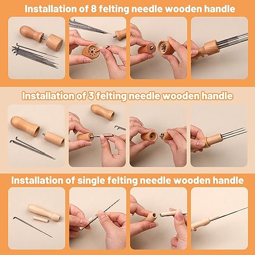 Image of Yizzvb 127 Pcs Needle Felting Needles, Needle Felting Tools Felting Needles | 4 Sizes needle felting tools kit for Wool Felting Supplies Kit with 3 Types Wooden Holders, Pad, Needle Felting Starter Kit