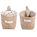 Cestas Almacenaje, 2 Piezas Bolsa Almacenamiento Lino Algodón, Cestas Almacenaje Algodón y Lino Plegables, Bolsa Almacenamiento para Colgar, para Juguetes, Maquillaje, Artículos Pequeños