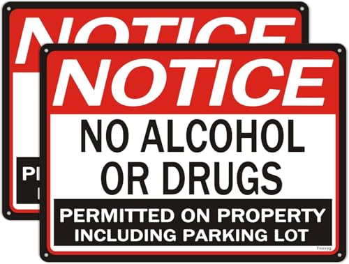 Notice No Alcohol Or Drugs Permitted On Property Including Parking Lot Signs 14x10 Inches Rust Free Reflective Aluminum Fade Resistant Waterproof Easy Install 2 Pack