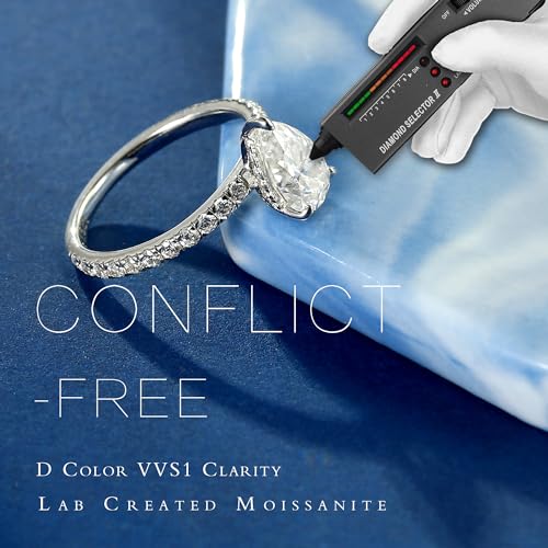 MOOSEA Moissanite Pear Shaped Engagement Ring, 1.5ct D Color VVS1 Clarity Lab Created 3 Claw Pear Shaped Promise Rings 18K White Gold Vermeil Wedding Ring Moissanite Rings for Women Wife Gifts3