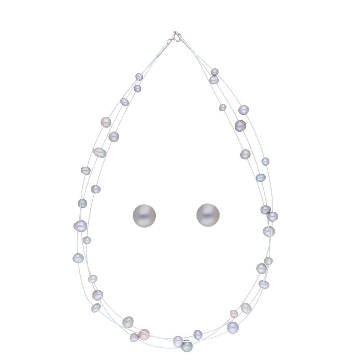 Sri Jagdamba Pearls Habi 3 Lines Pearl set-image-34