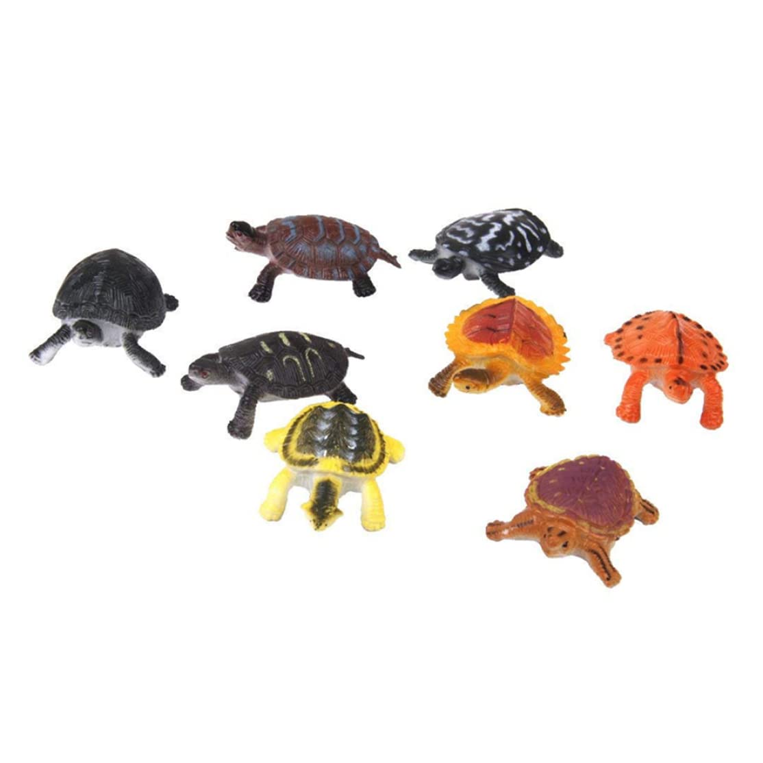 Sjfbebsy 8Pcs Assorted Plastic Tortoise Miniature Figurines, Multi-Usage Turtle Model Toys for Kids, Model Tortoise Toys