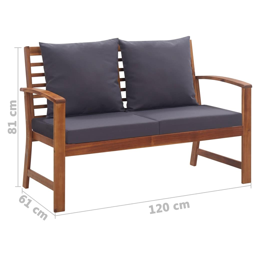 vidaXL Mobilier de Jardin 4 pcs avec Coussins Mobilier de Terrasse Mobilier de Patio Mobilier d'Extérieur Mobilier de Balcon Bois d'Acacia Solide