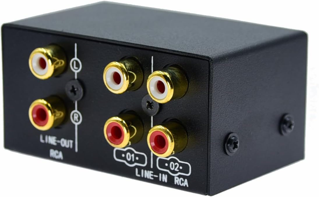 2 in 4 Out or 4 in 2 Out Audio Sound selector RCA Female Stereo Channel 2 Splitter switcher Box Switching No External Power No Noise