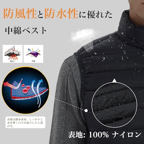 inotenka ダウンベスト メンズ 中綿ベスト 超軽量 防寒着 暖かい 撥水 アウター 大きいサイズ 春秋冬服 おしゃれ 男女兼用 の商品画像 2