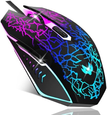 Amazon.com: LuLabboard Wired Gaming Mouse, 4-Color LED Light Computer ...