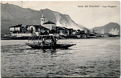 Primi '900 Isola Pescatori Verbania Lago Maggore barca monti FP B/N ANIM Cartolina Postale