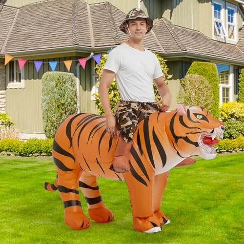GOOSH Inflatable Tiger Costume for Adult Halloween Costume Women Man Funny Blow up Costume for Halloween Party Cosplay2