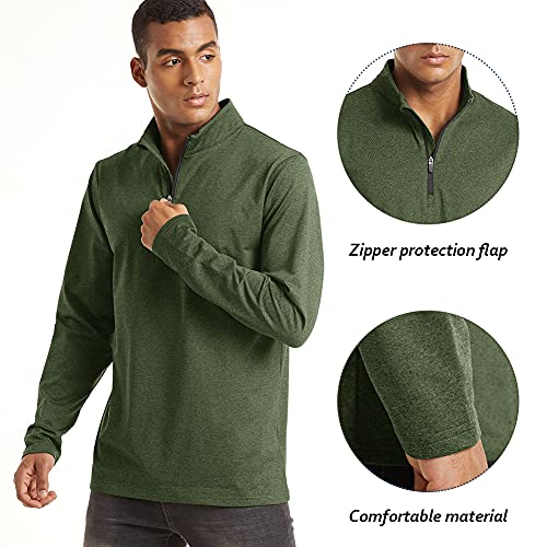 Image of TACVASEN Men's Sports Shirts 1 /4 Zip Long Sleeve Fleece Lined Running Workout Pullover Tops Sweatshirt