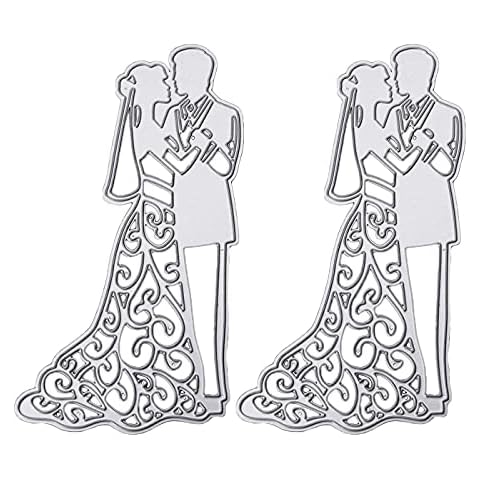 2 Pcs Bride Groom Cutting Dies Metal DIY Scrapbooking Card Making Paper Craft Decor for DIY Scrapbooking Wedding Album Paper Craft Cover
