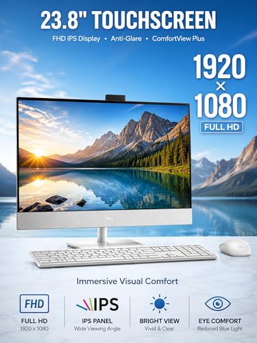 Image of Dell 24 inch Touchscreen All-in-One Desktop Computer - Core Ultra 7 AI PC for Business & Creative Professionals, 64GB DDR5 RAM, 2TB SSD, Win11 Pro, Bluetooth 6.0, WiFi 7, 24'' FHD Anti-Glare Display