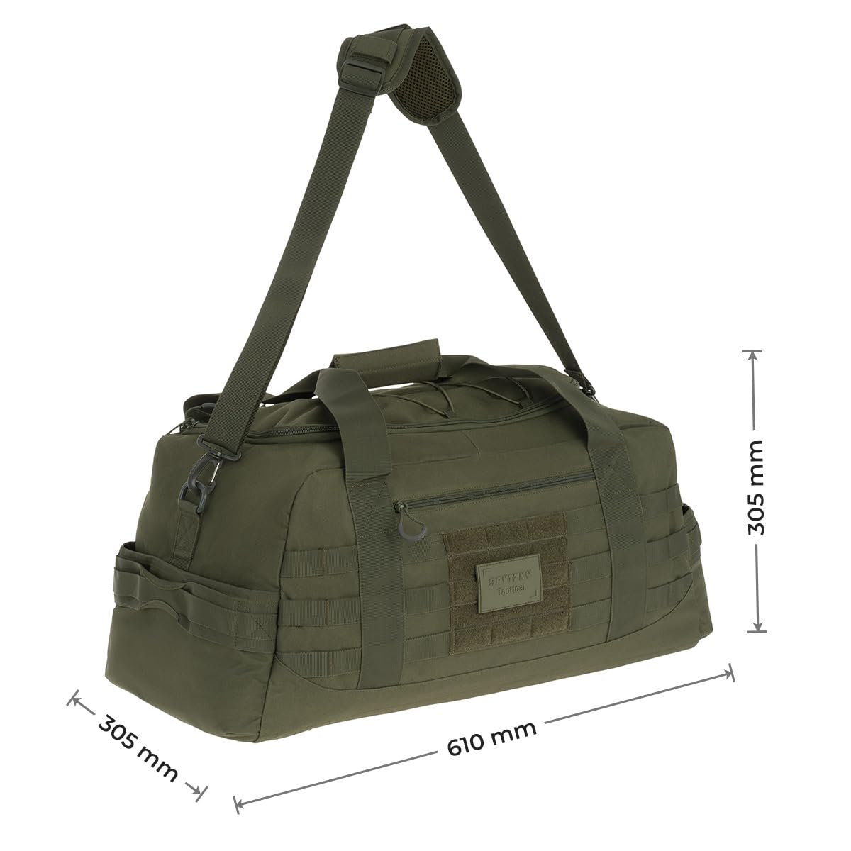 Tactical Fortbag torba taktyczna 50 l Olive | Wytrzymała torba podróżna z MOLLE/PALS, torba sportowa ze zdejmowanym paskiem na ramię, idealna do survivalu i campingu