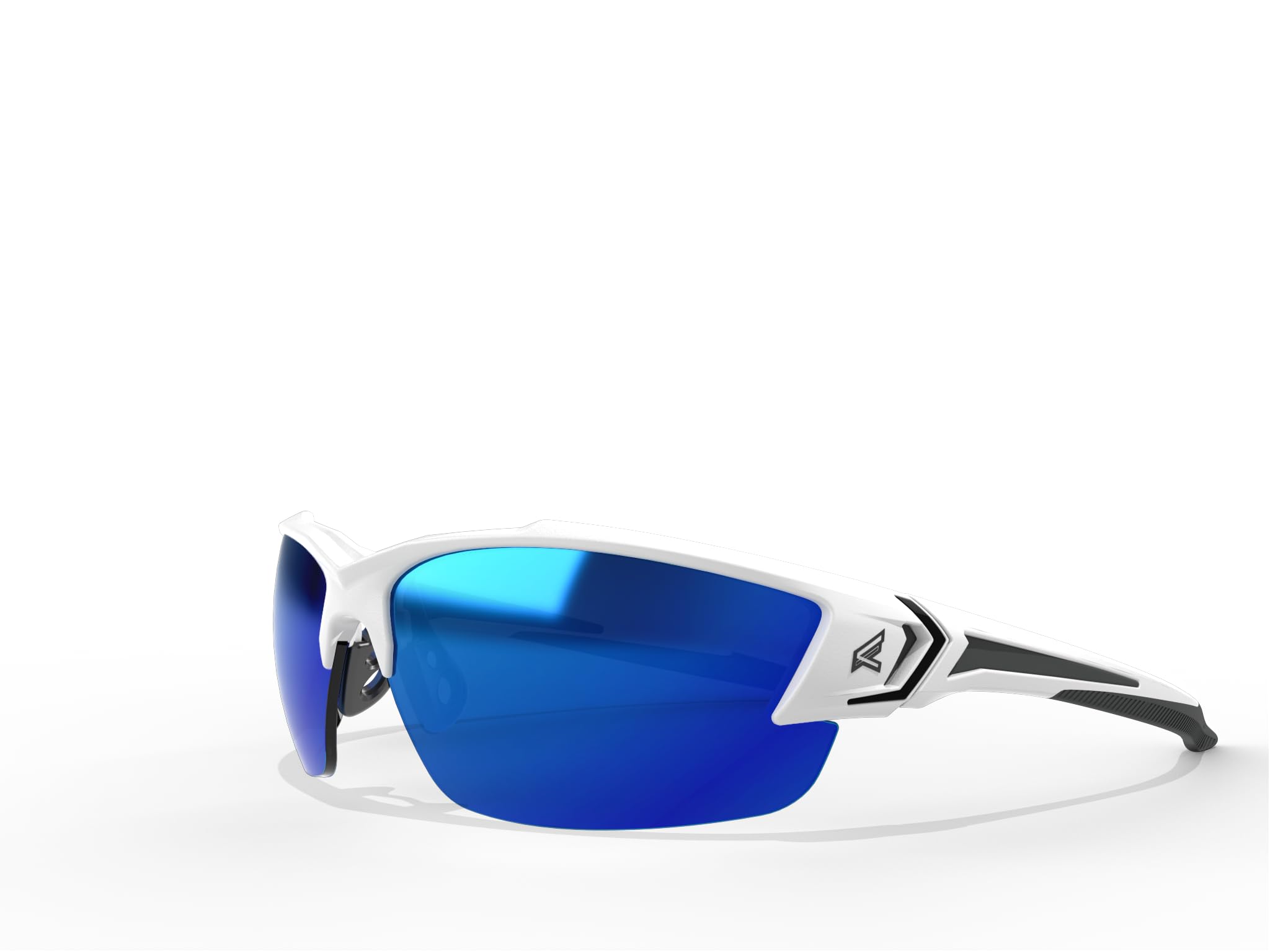 Edge TSDKAP248-G2 Khor G4 Polarized Wrap-Around Safety Gl, Anti-Scratch, Non-Slip, UV 400, Military Grade, ANSI/ISEA & MCEPS Compliant, 5.04" Wide, White Frame/Aqua Precision Blue Mirror Lens