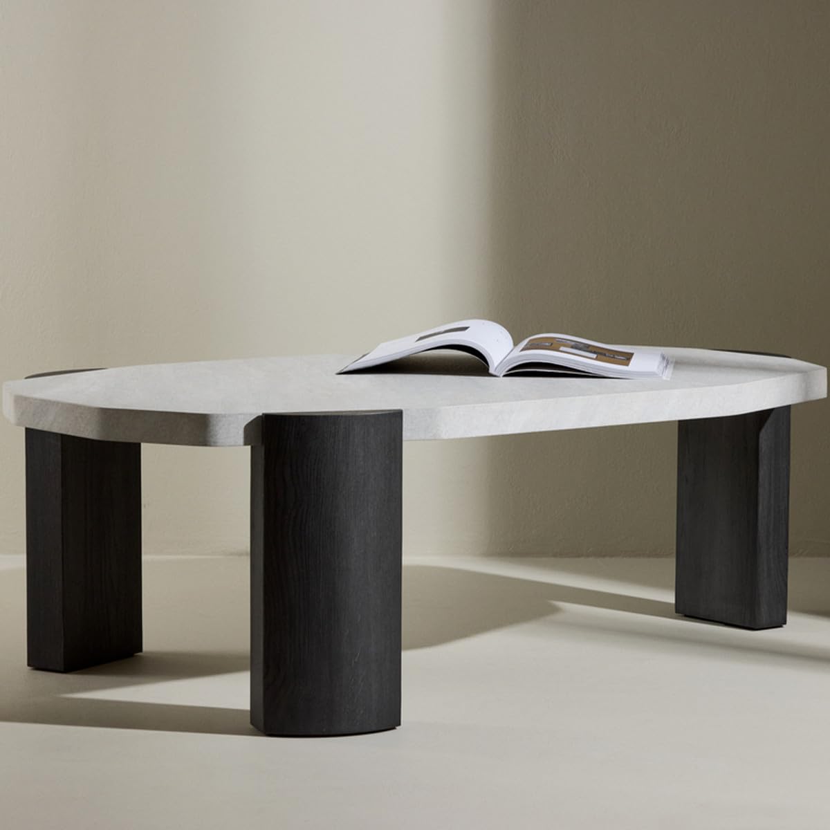 Paris Prix Table Basse Effet Marbre Kres 125cm Beige & Noir