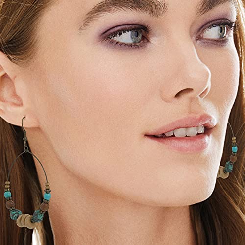 45 Pairs Boho Vintage Drop Dangle Earrings Set for Women, Fashion Bohemian Earrings National Style Tassel Eardrop Hollow Bronze Waterdrop Leaf Jewelry for Valentine's Day Gifts3
