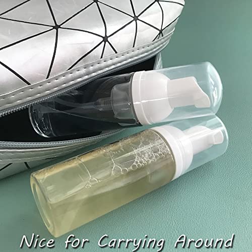 3Pcs Travel Foaming Pump Bottle Plastic Foamer Bottles Pump Dispenser Travel Size Clear Empty Bottle, Foaming Soap/Face Wash/Facial Cleanser, 1.7 Oz #TOP7