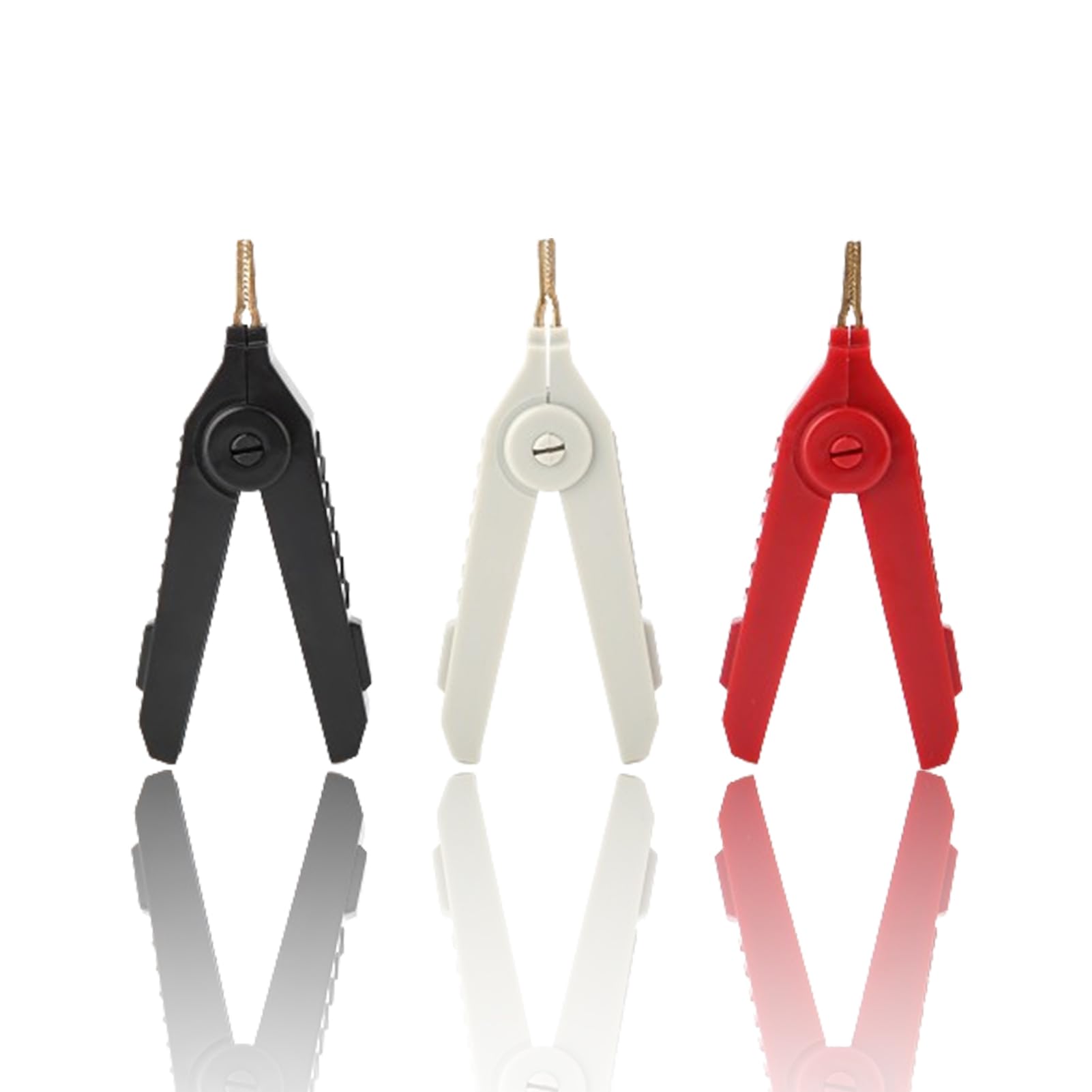 3Pcs Alligator Clips, P2004 Copper Gold Plated Alligator Clip LCR Kelvin Test Clip for Various Electrical Projects and Voltage Tester