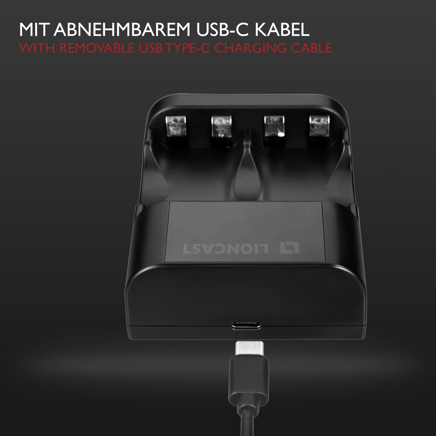 Lioncast Batteria compatibile con controller Xbox (2 batterie), batteria ricaricabile per controller Xbox serie X, serie X, stazione di ricarica della batteria con display a LED