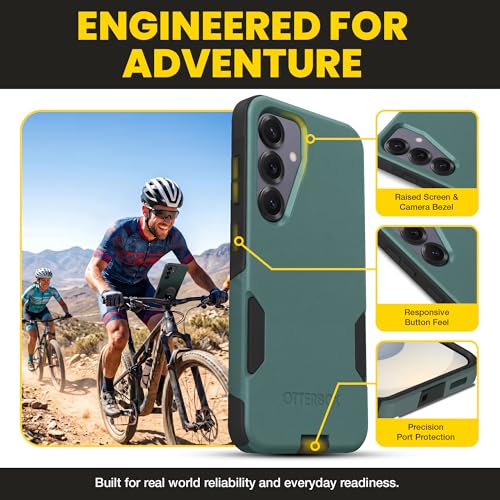 Image of OtterBox Samsung Galaxy S25 Commuter Series Case - Eclipse Green (Green & Black), Slim & Tough, Duel Layer, Pocket-Friendly, Port Protection, Protective Phone Case