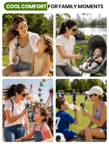 Image of EcoNour Handheld Fan Rechargeable, Portable Mini USB Fan with 5 Speeds, 13550 RPM High-Speed Personal Cooling Fan, Foldable Battery Operated Travel Fan for Home, Office & Outdoor - Black