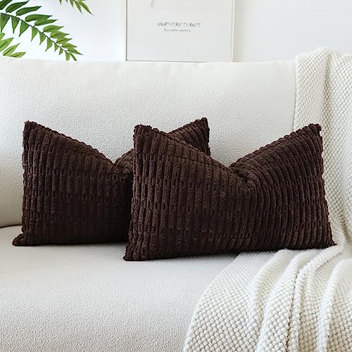 JOTOM Lot de 2 Housses de Coussins en Velours Côtelé Décoratif Canapé Taie d'oreiller Doux Decoration pour Maison Salon Chambre Canapé Décoration 30x50cm...