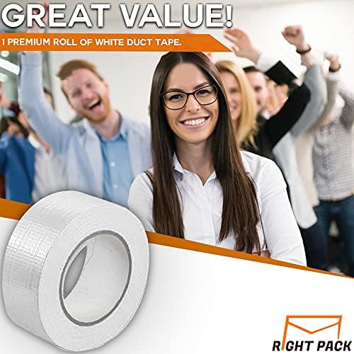 Right Pack 1 x Premium Roll White Duct Tape 48mm x 50m (2), Strong Heavy Duty Waterproof Cloth Gaffer Gaffa Book Binding Indoor Outdoor