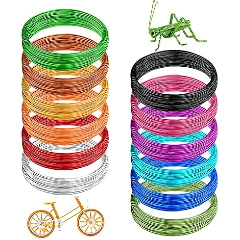 12 Rolls Colored Aluminum Craft Wire 196.8 Feet 18 Gauge 1mm Flexible Anodized Craft Wire Metal Artistic Floral Jewelry Beading Wire for DIY Jewelry Craft Making Cover