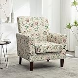 Container Furniture Direct Contemporary Accent Arm Chair with Birch Wood Frame and Velvet Upholstery, Armchair for Office and Living Room Decor, Removable Cushions, 04 Printed Fabric