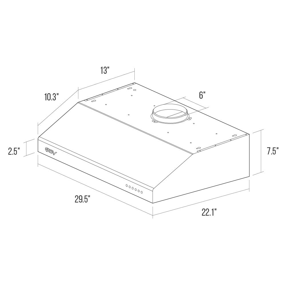 BV Range Hood 30 Inch 750 CFM Under Stainless Steel Kitchen