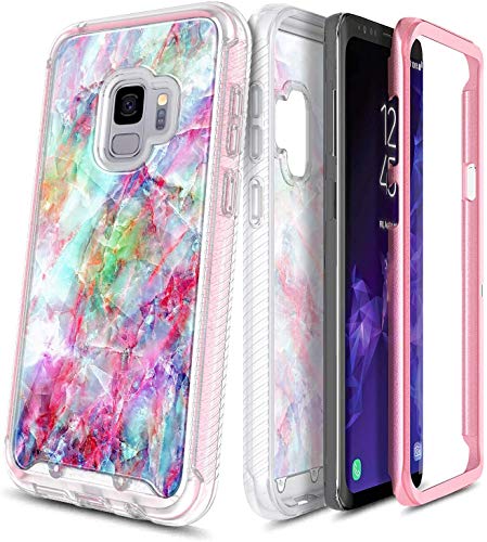 E-Began Galaxy S9 Case, Full-Body Protection Rugged Matte Bumper Cover, Shockproof Protective, Support Wireless Charging, Marble Design Impact Resist Durable Phone Case for Samsung Galaxy S9 -Fantasy