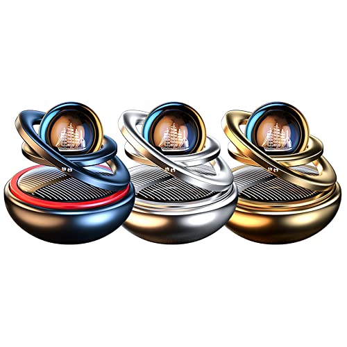 Image of Riloer Car Aromatherapy Diffuser, Car Air Fresh Device, Car Aroma Ring Ornament, Car Decoration Accessories, Rotating Car Perfume Solar Energy Car Aromatherapy, Gold