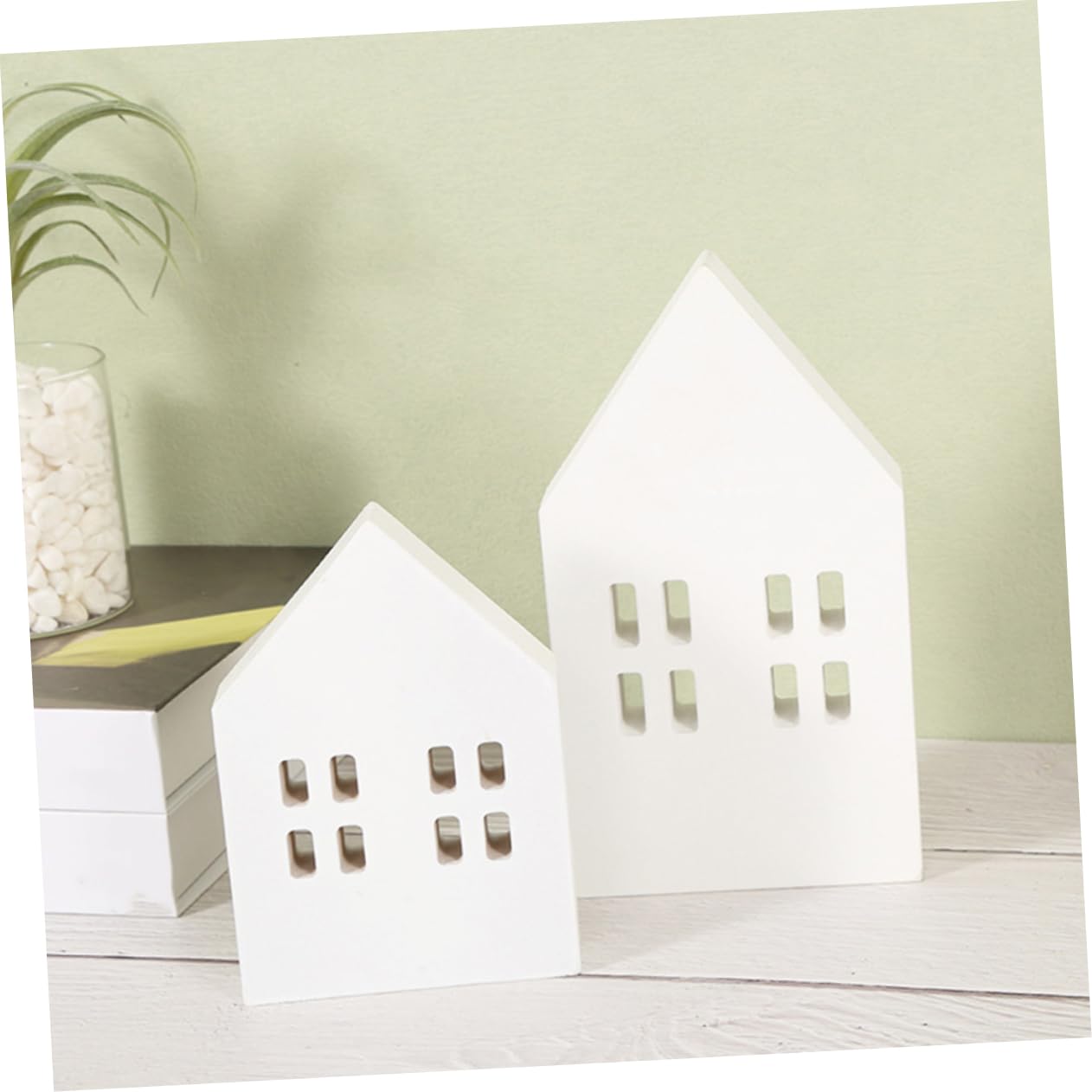 Hemoton 10pcs Mini House Decorative Slice for Christmas Decor Small Craft Ornament for Tabletops and Home Aesthetic Family and Friends