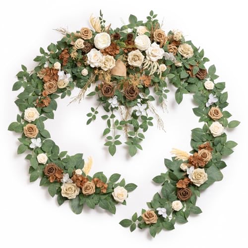 Ling's moment Brown Artificial Flower Garland Wedding Arch 9 FT