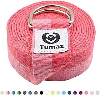 Tumaz Yoga Strap/Stretch Bands [15+ Colors, 6/8/10 Feet Options] with Extra Safe Adjustable