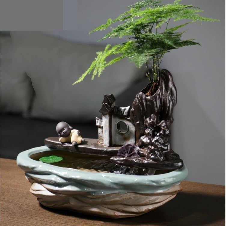 Cascata Giardino roccioso e acqua corrente for fare soldi, ornamenti, soggiorno, scrivania, fontana d'acqua circolante, ufficio, acquario creativo Fontana Interna
