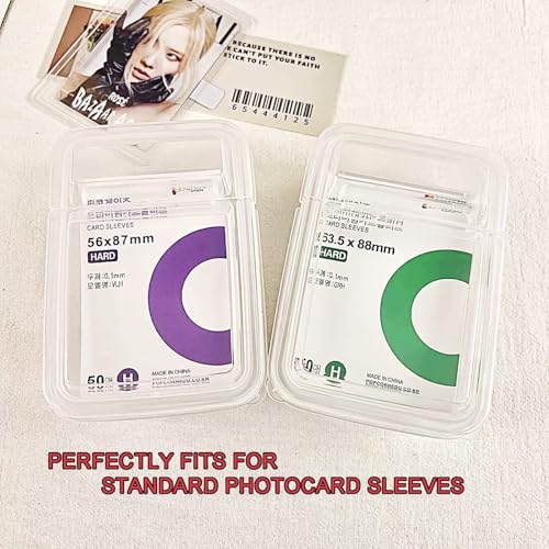 Image of 2 Pack Clear Polypropylene Mini Storage Containers Box for Photocard Sleeves Sticker Organizer Case with Lid for Lomo Cards Craft Stickers (3.2 inch W x 4.8L x 2 inch H)