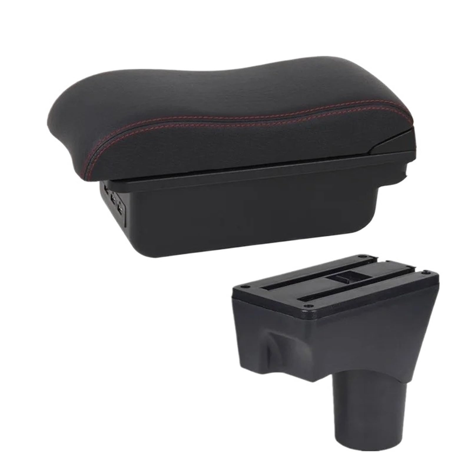 UMDJJU For Nissan For March For Micra K13 MK4 IV 2010-2022 Car Armrest Armrest Box Car Accessories Car Centre Console Armrest Box(B1 red line 3USB)