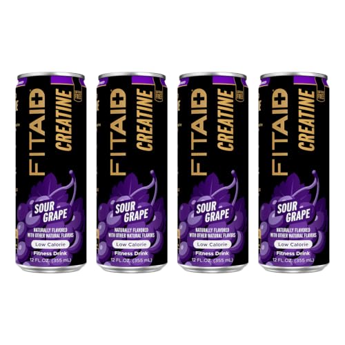 FITAID Creatine Recovery Drink, Electrolytes, Sour Grape, 4pk