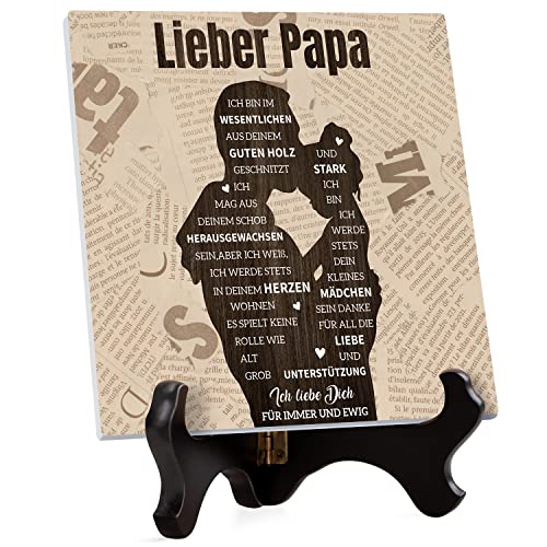 Papa Geschenk - Plaque Geschenk Papa, Vatertag Geschenk für Papa, Papa Geschenk Geburtstag von Tochter, Plaque Geschenk für Papa mit hölzerner Basis Bestes Geschenk für Papa Mann Ihn Cover