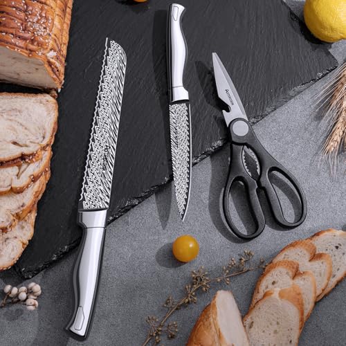 Knife Set, Astercook 15 Pieces Kitchen Knife Set with Built-in Sharpener, German Stainless Steel Knife Block Set, Razor-Sharp Knives with Full-tang Handle, Dishwasher Safe by Astercook - Image 7