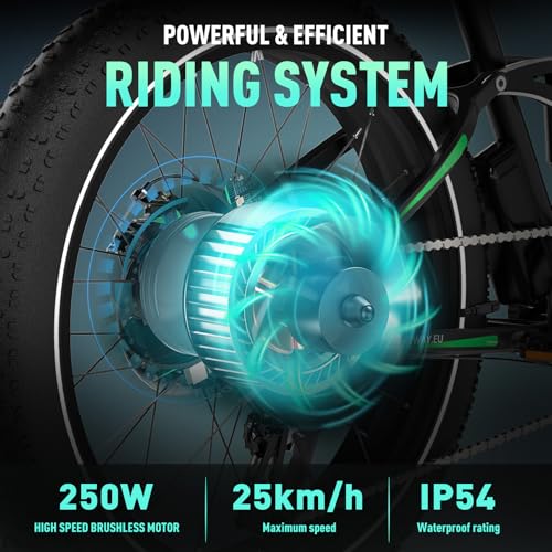 HITWAY Vélo électrique 26" 4,0 Fat Tire, VTT Électrique E-Bike avec Batterie au Lithium Amovible 48V 15Ah, 250W, 7 Vitesses,jusqu'à 70-150km, APP, NFC – Image 5