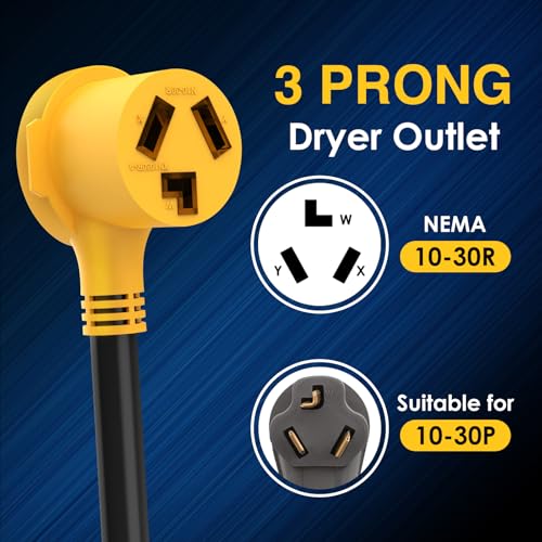 Renters Friendly NEMA 5-15P Household Plug to 10-30R Dryer Adapter Cord 12 Inch Heavy Duty STW 10 Gauge ONLY for 120V Device EV Power Cord2