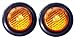Pair of 2 LED 2" Round Clearance/Side Marker Light Kit Amber with Light and Grommet Truck Trailer RV 15103AK