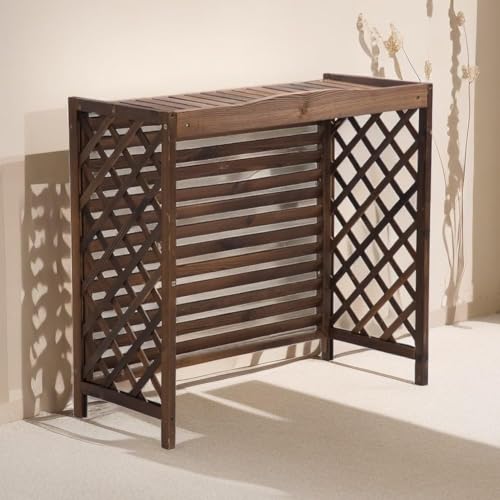 Support de fleurs pour climatiseur extérieur en bois taille L