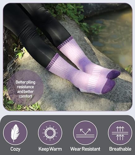 Image of DYW Womens Merino Wool Hiking Socks Thermal Warm Winter Boot Crew Socks Cushion Work Walking Gift Socks 5 Pairs