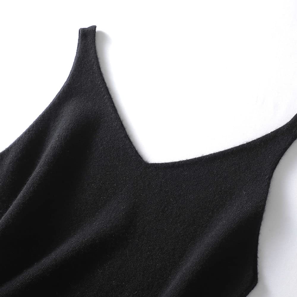 Canottiera Donna Cotone,Canottiera Da Donna In Maglia Nera Lana Calda Corsetto Canotta Canotta Sexy Con Scollo A V Canotta Termica Senza Cuciture Canotta Modellante Con Cinturino Top Da Donna