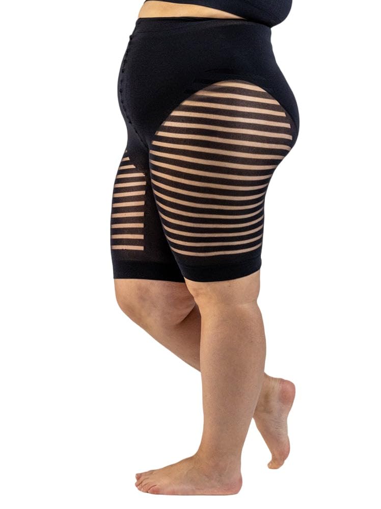 Plumpy Pantaloncini antisfregamento Donna, Pantaloncino Curvy, Taglie Forti Donna, in Tessuto Elastico, Dettagli Trasparenti, Lunghezza Regolabile