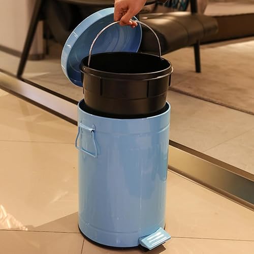 Miniatura 3 de GANAZONO Cubo de basura con tapa, para baño, con tapas y asa, de metal, de 5 litros, papelera redonda vintage con pedal para exteriores, granja,