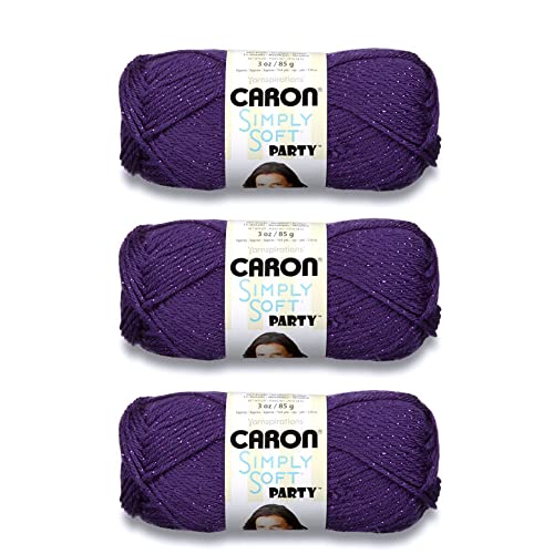 Caron Simply Soft Party Purple Sparkle Yarn - 3...