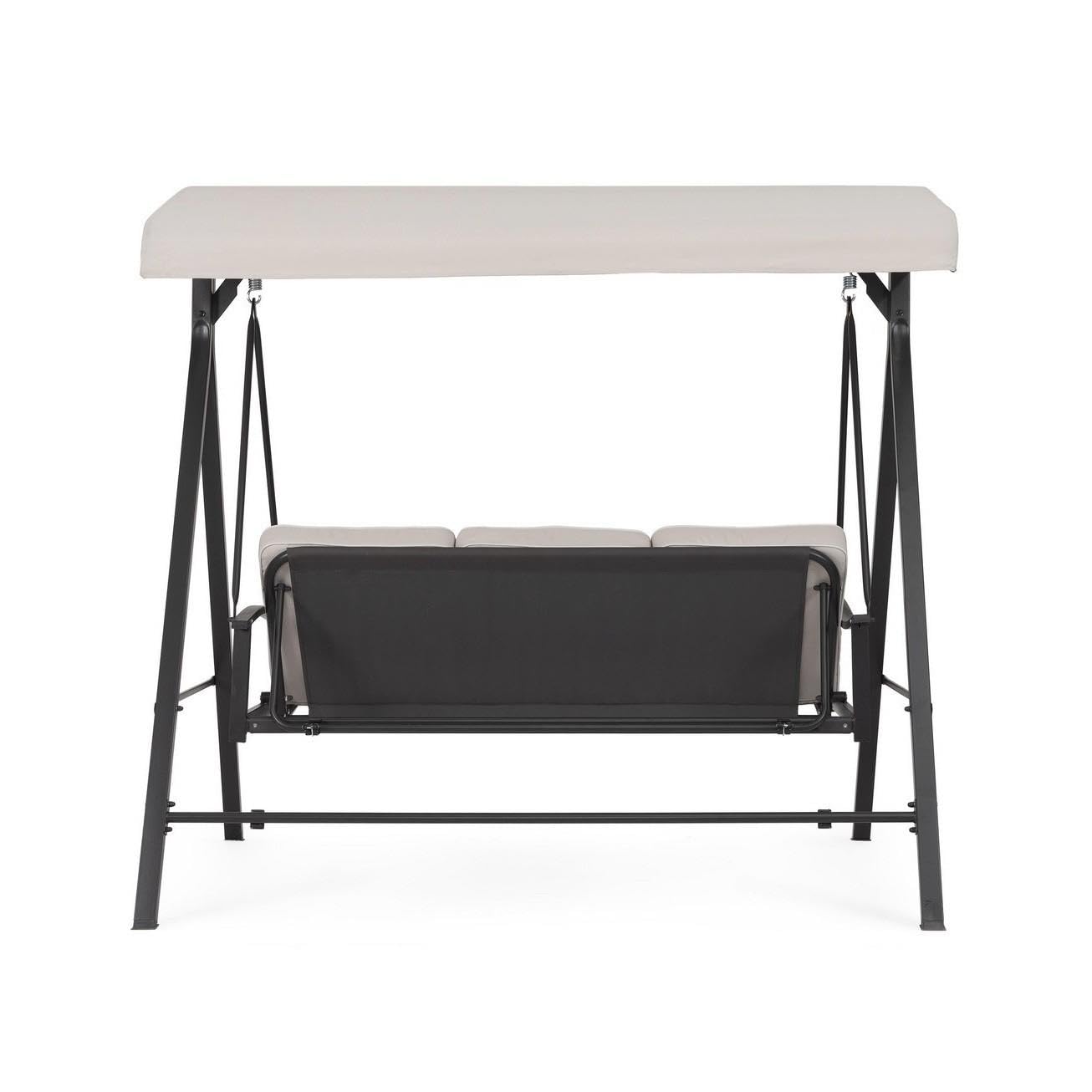 Bizzotto Dondolo a 3 posti con copertura modello Taurus, grigio chiaro